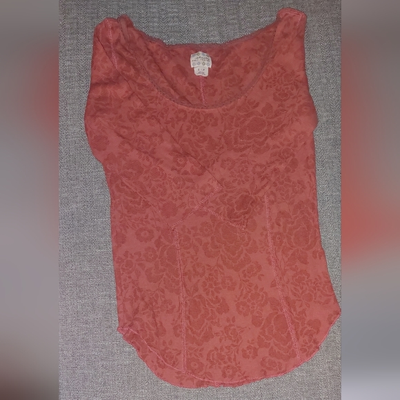 Free People Burnt Orange Floral Print Top - Picture 2 of 3